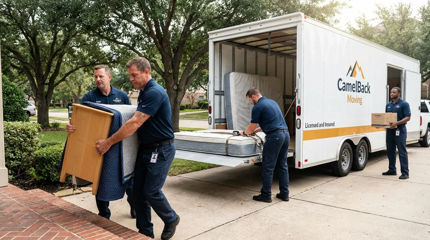 Crew loading residential truck for cross-state move from Valdosta, GA
