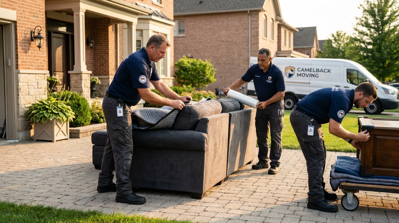Large estate moving crew wrapping furniture in Valdosta, GA
