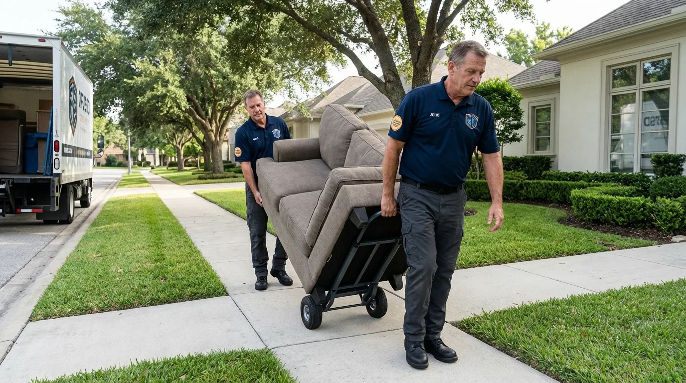 Local residential moving crew loading furniture in Valdosta, GA